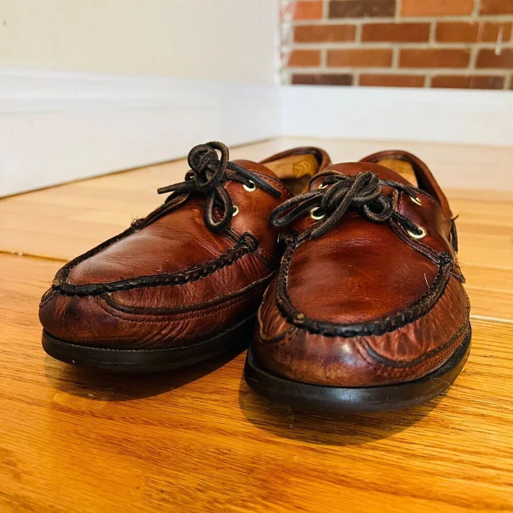 Sebago Brown Leather Boat Deck Shoes Mens US 10